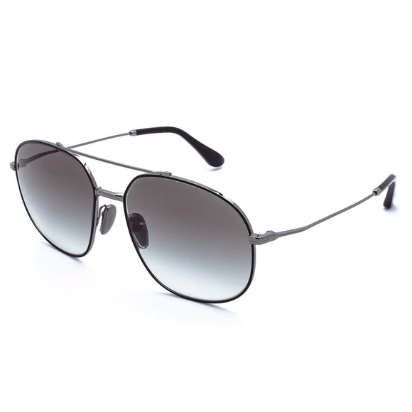 PRADA SHINY BLACK/SMOKE GRADIENT UNISEX SUNGLASSES SPR 51Y - Picture 1 of 6
